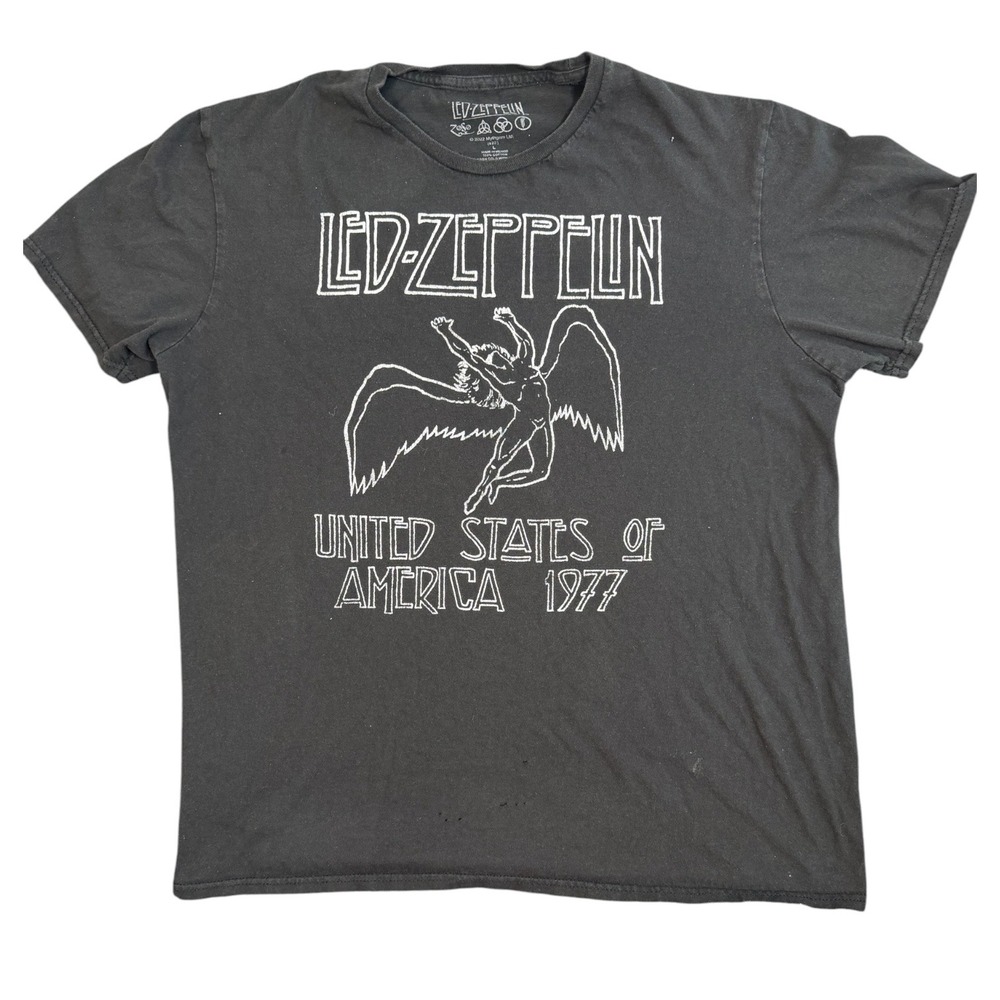 Led Zeppelin Graphic T-Shirt Mens Large Black Cotton 1977 US Tour Rock Band Tee - Picture 9 of 10